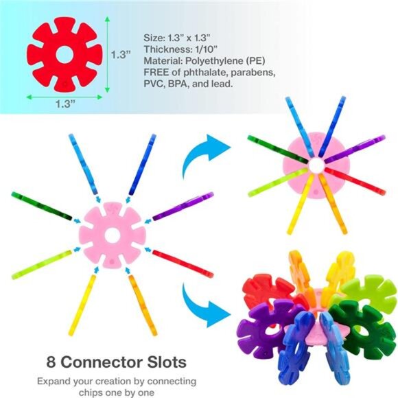 STEM Learning Kids Building Chips Interlocking Disc Construction Blocks Toys‎ - Picture 4 of 7